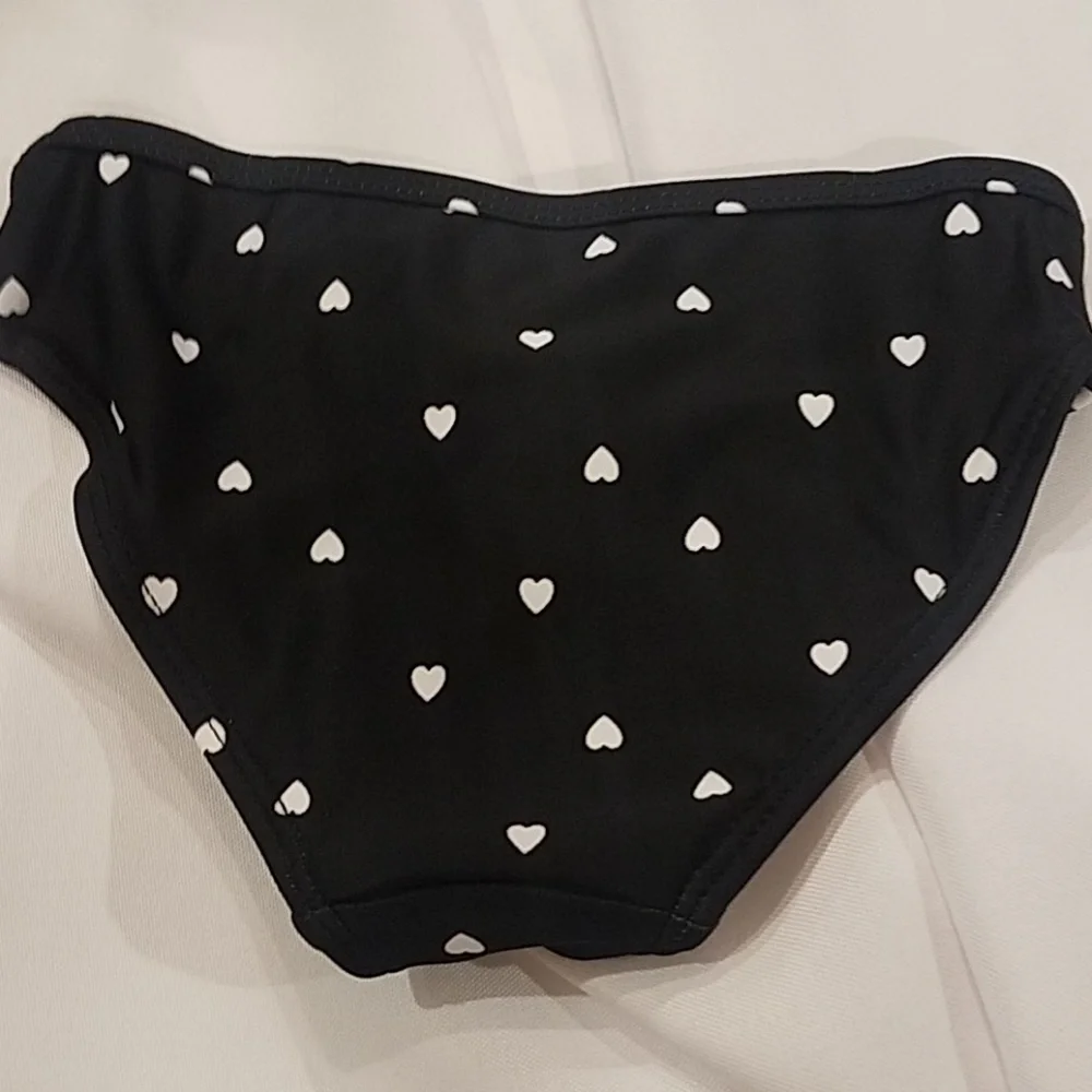 Carter's Girl's Baby Size 6 Months Swimsuit Rashguard Black White Bathing Suit